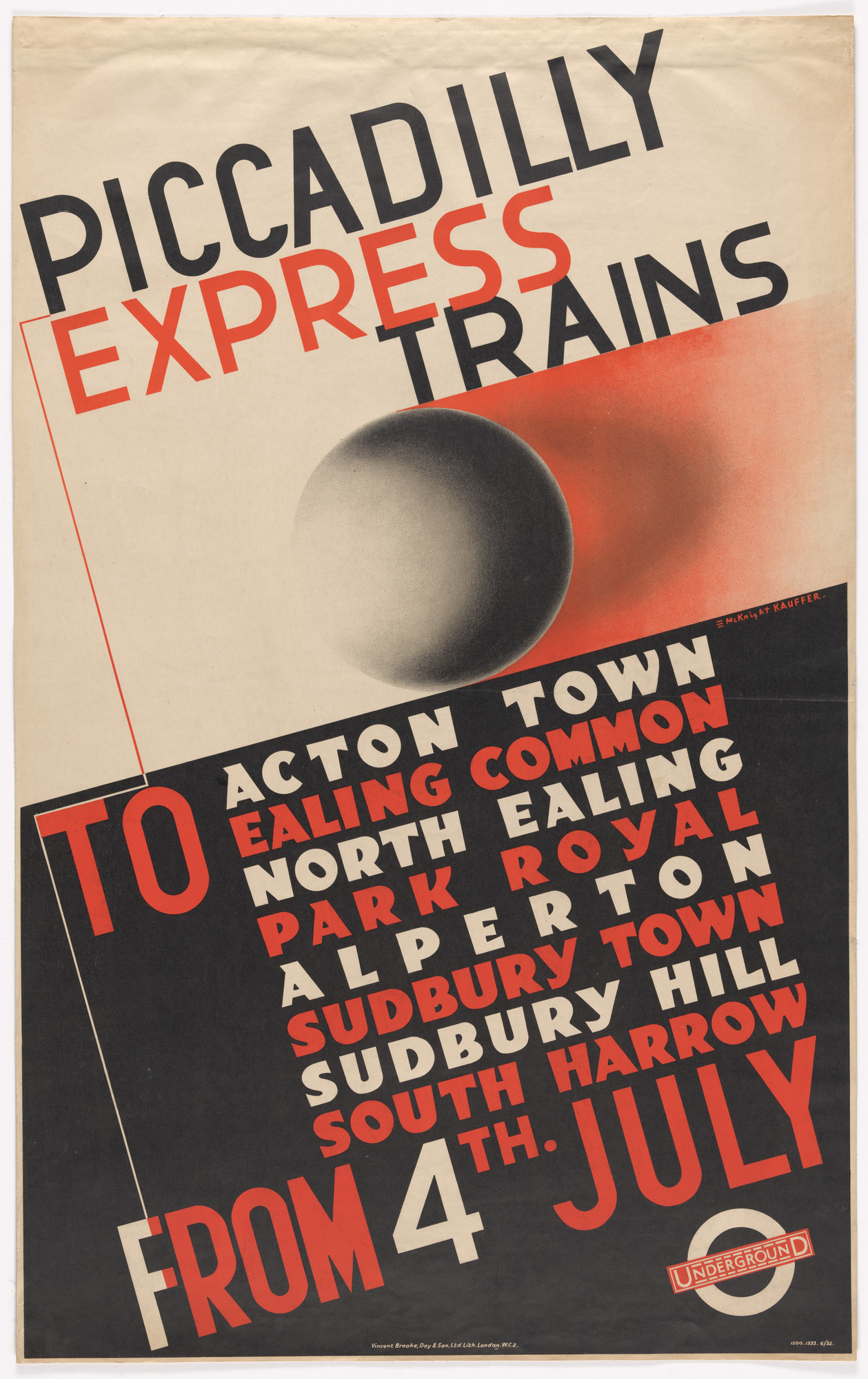 E. McKnight Kauffer. Piccadilly Express Trains