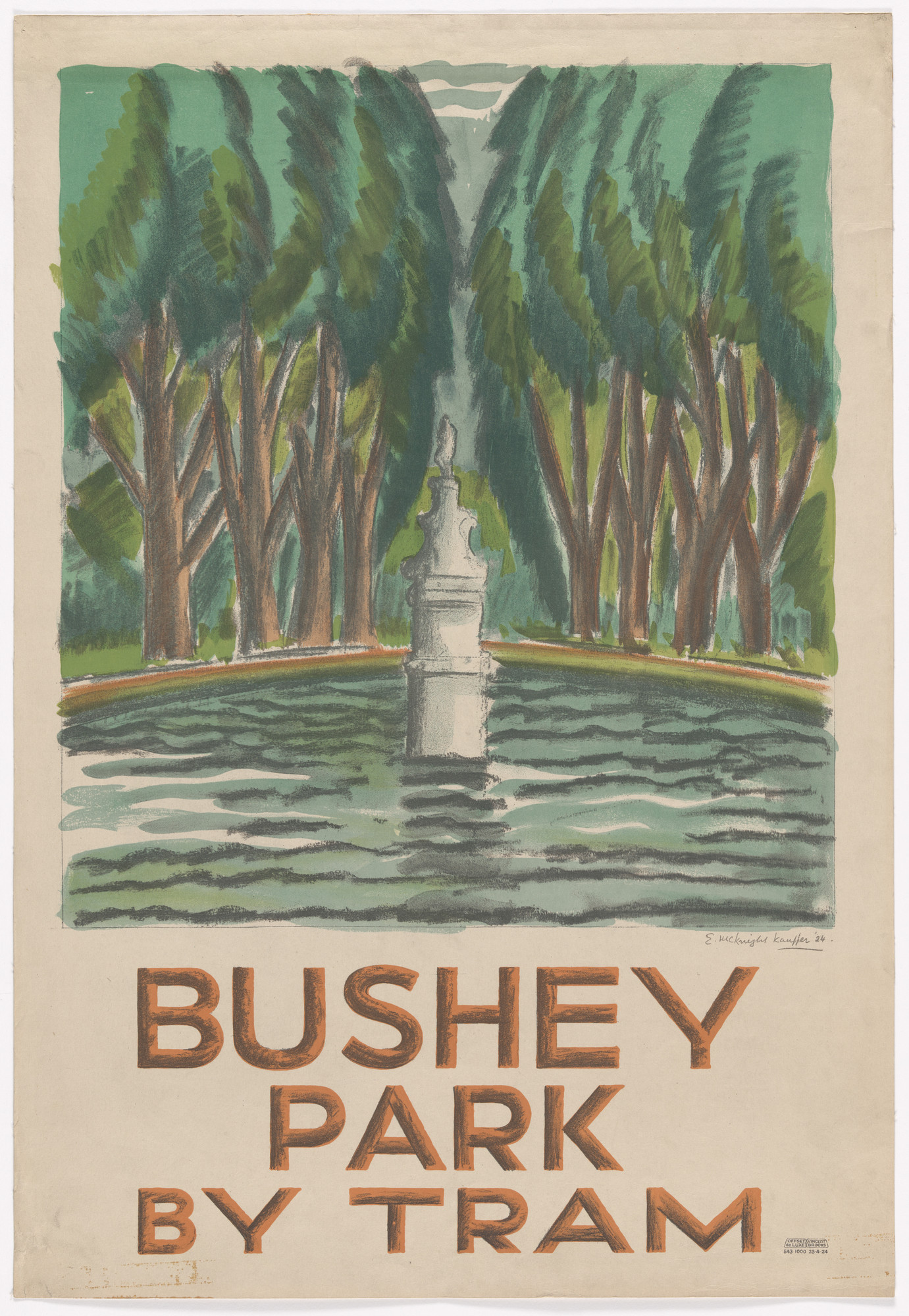 E. McKnight Kauffer. Bushey Park by Tram
