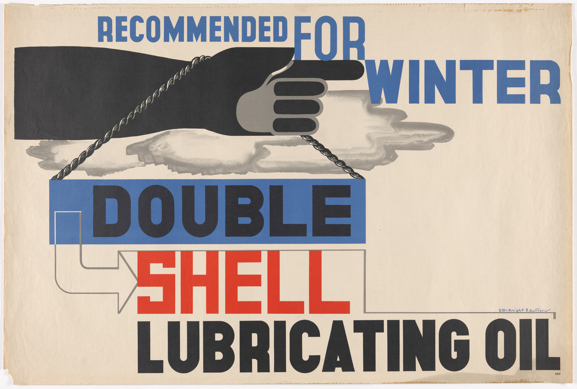 E. McKnight Kauffer. Recommended for Winter - Double Shell Lubricating Oil