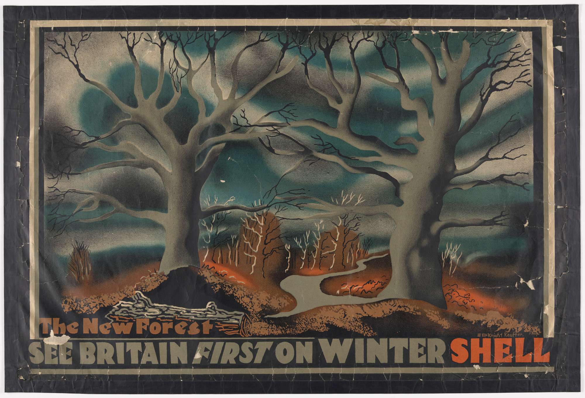 E. McKnight Kauffer. The New Forest. See Britain First On Winter Shell