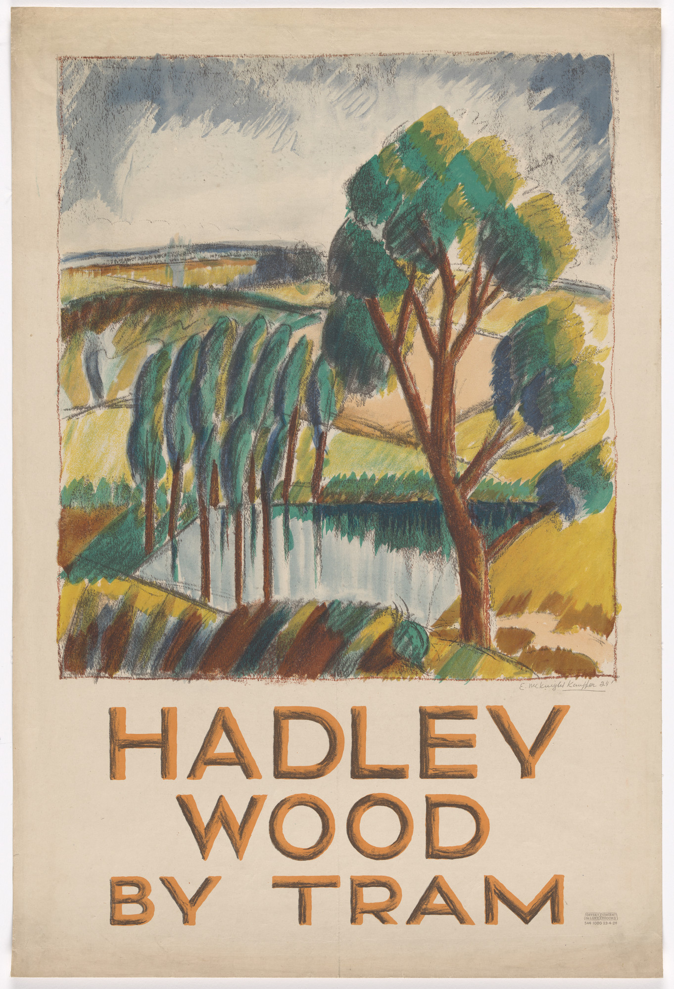 E. McKnight Kauffer. Hadley Wood by Tram