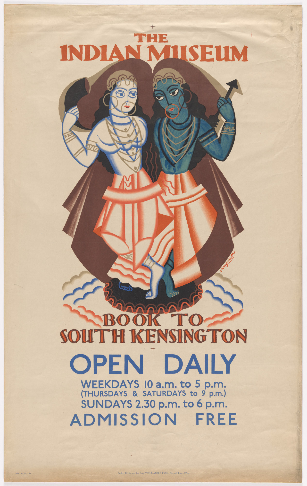 E. McKnight Kauffer. The Indian Museum, Book to South Kensington, Open Daily