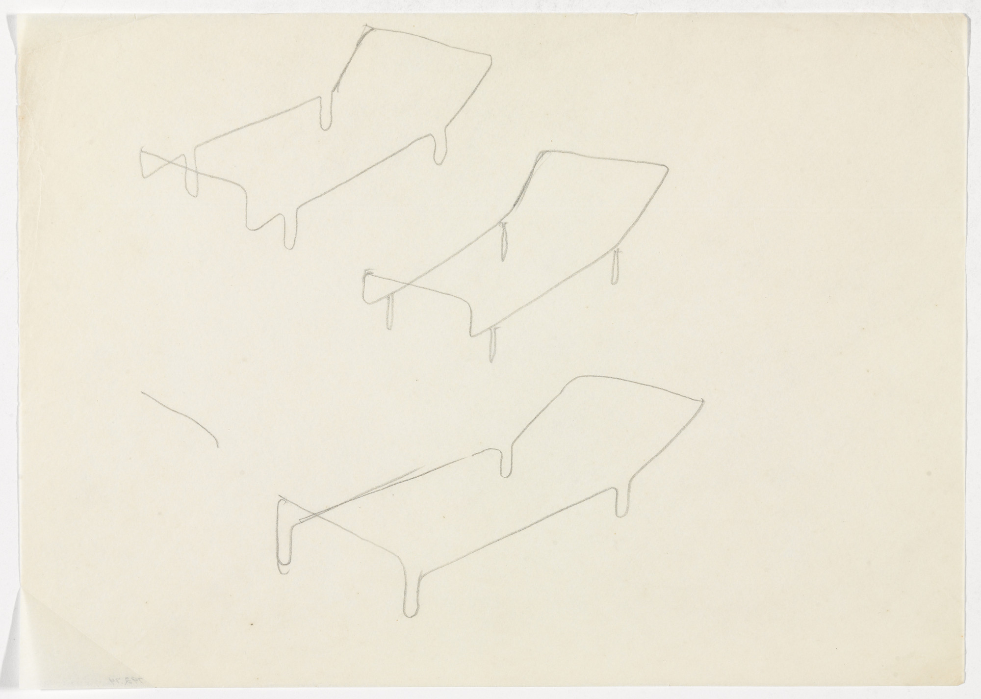 Ludwig Mies van der Rohe. Daybed Frame (Perspective sketches)