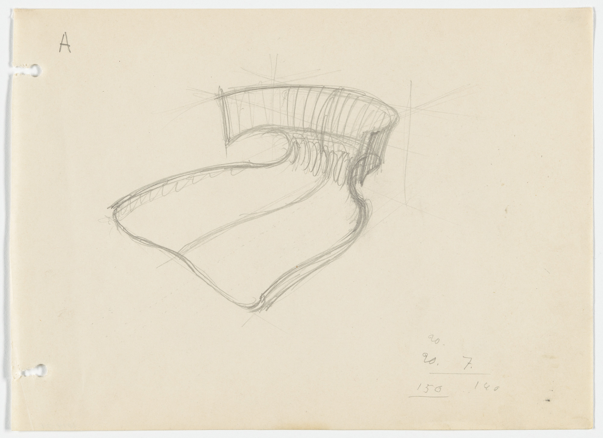Ludwig Mies van der Rohe. Conchoidal Chair (Perspective)