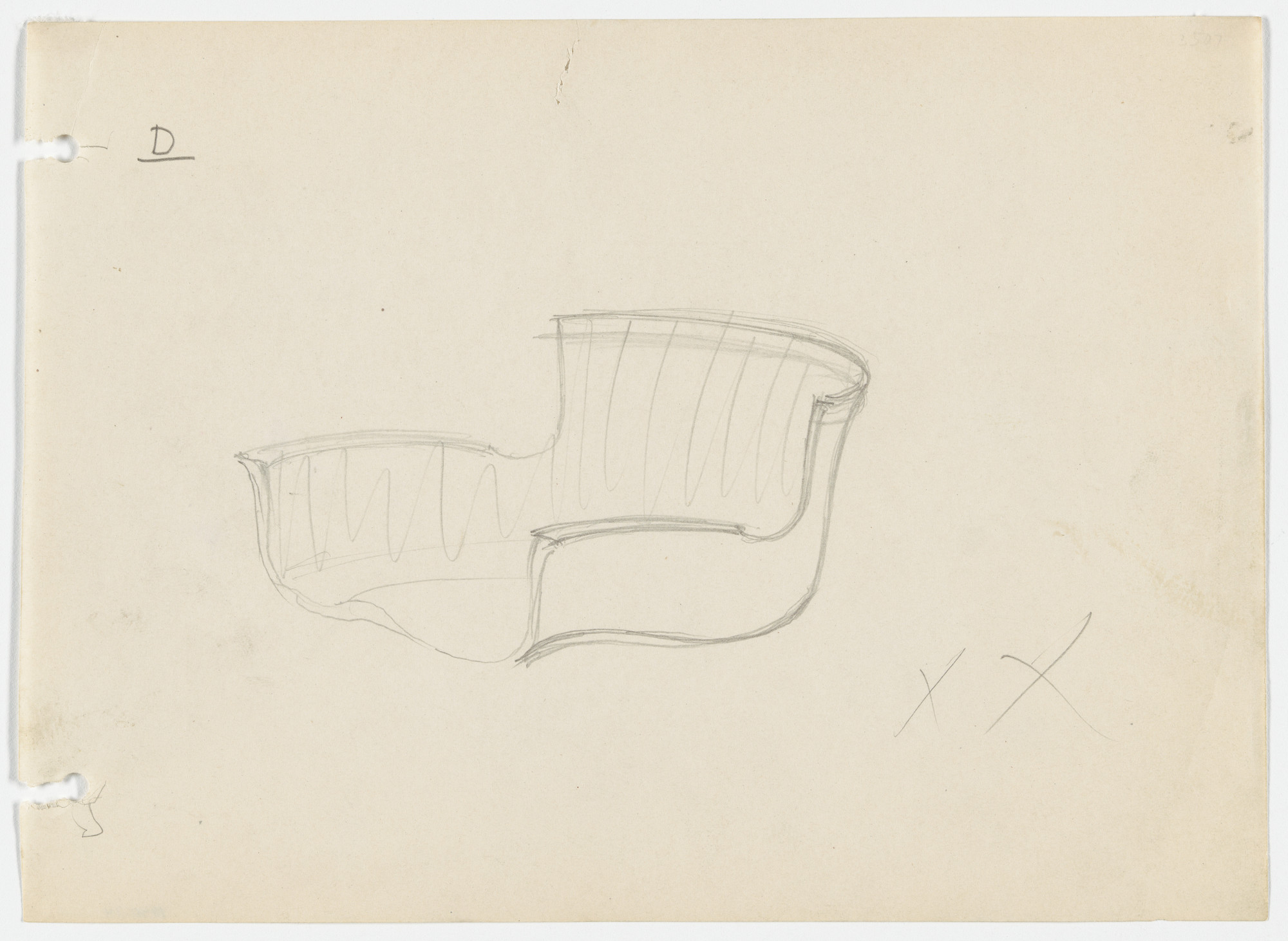 Ludwig Mies van der Rohe. Conchoidal Chair with Arms (Perspective)