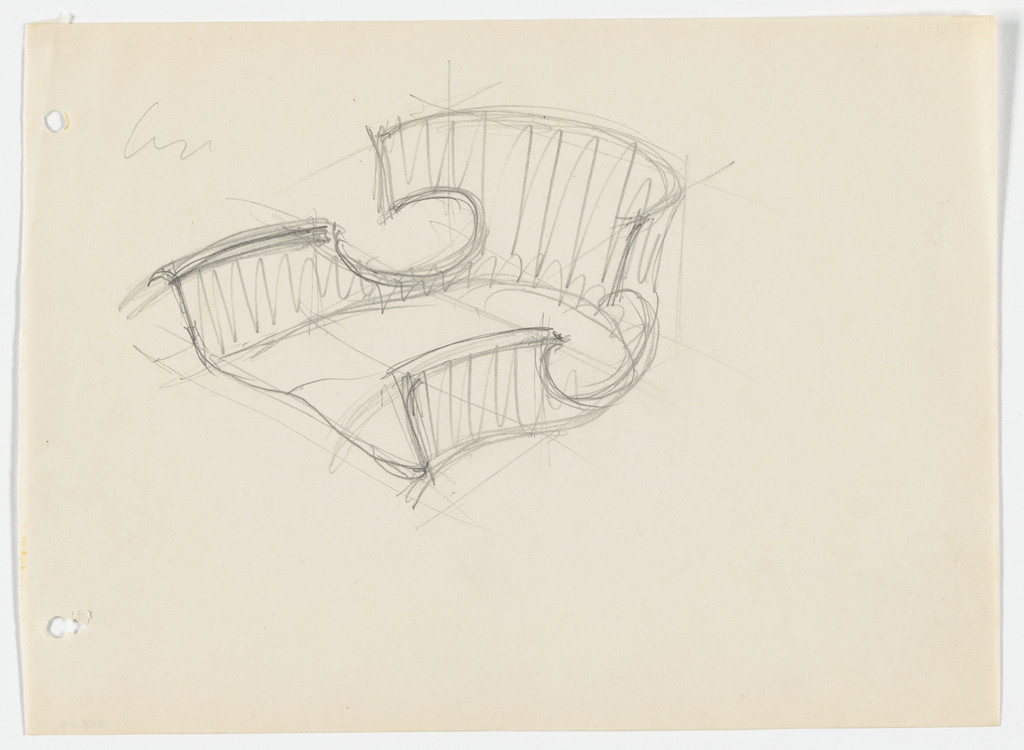 Conchoidal Chair with Arms (Perspective sketch)