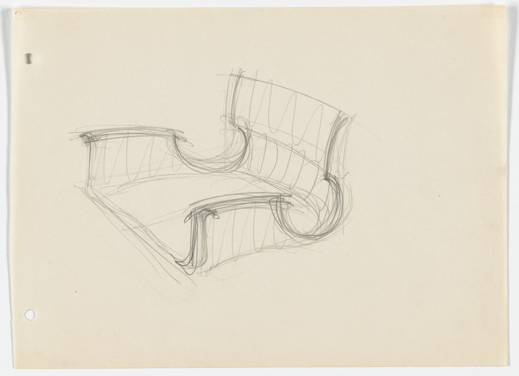 Conchoidal Chair with Arms (Perspective sketch)