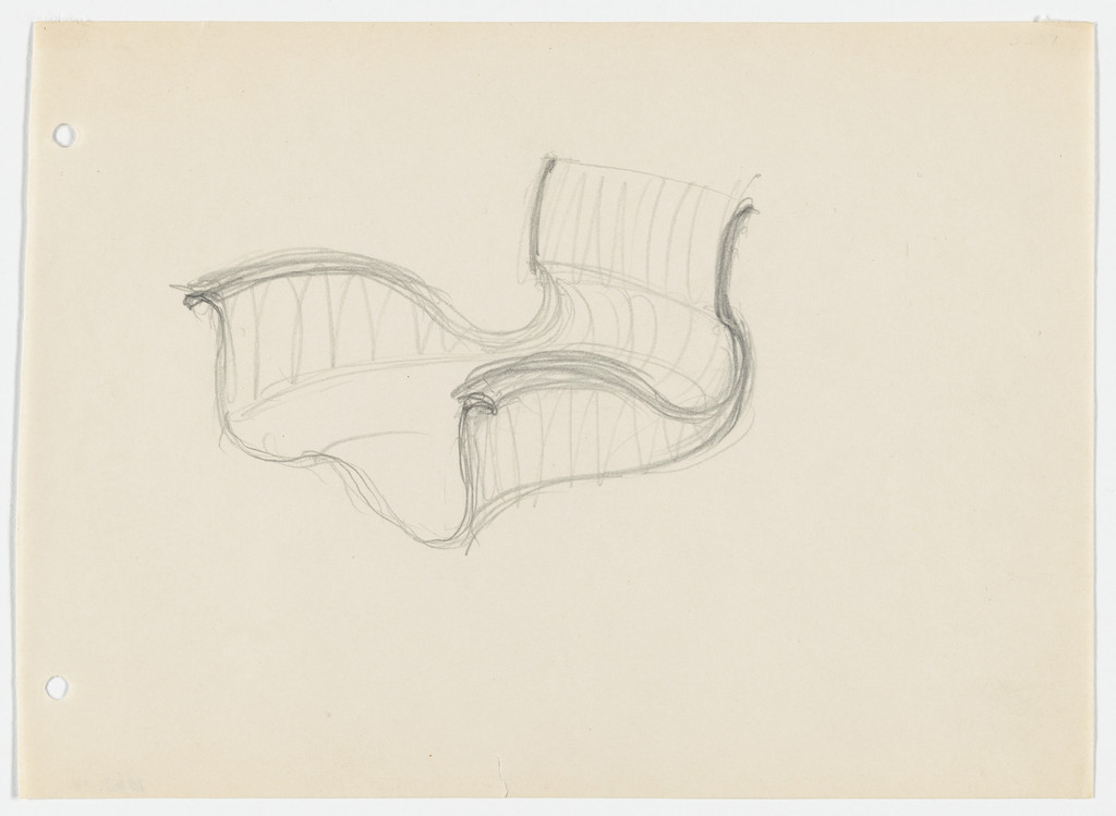 Conchoidal Chair with Arms (Perspective sketch)