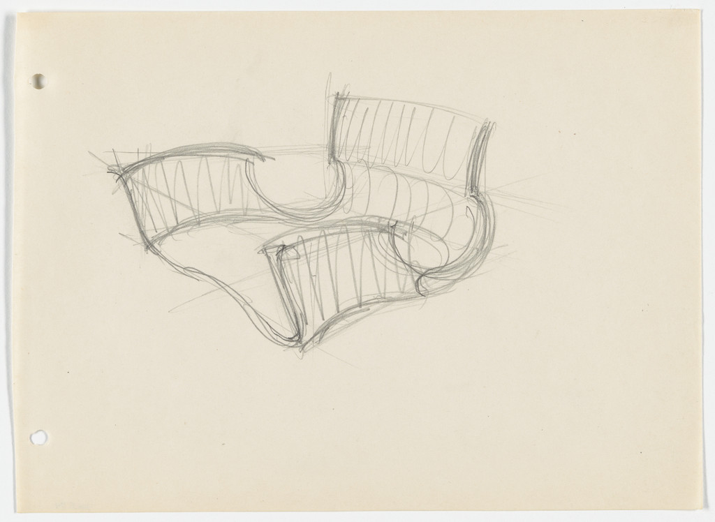 Conchoidal Chair with Arms (Perspective sketch)