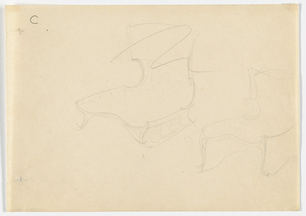 Conchoidal Chair without Arms (Perspective sketches)