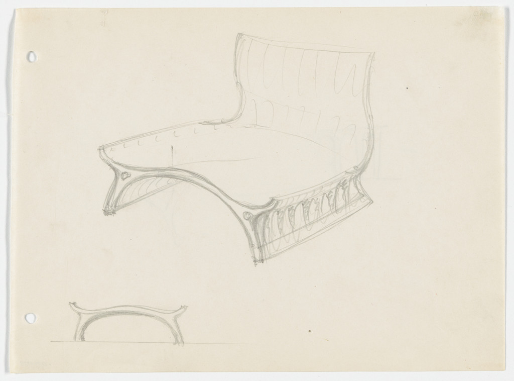 Conchoidal Chair without Arms (Perspective and elevation)