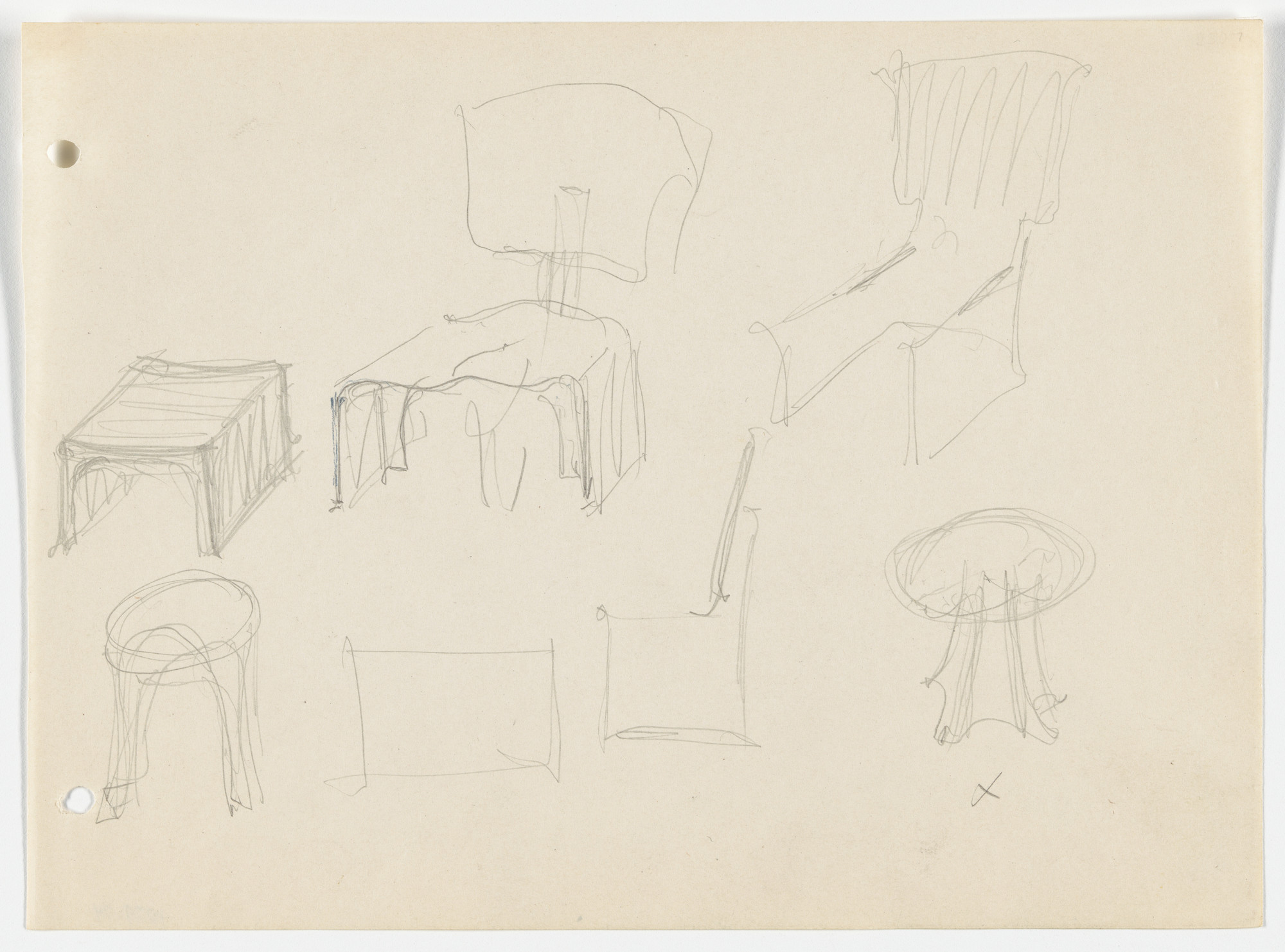 Ludwig Mies van der Rohe. Chair. Square Table. Round Table.