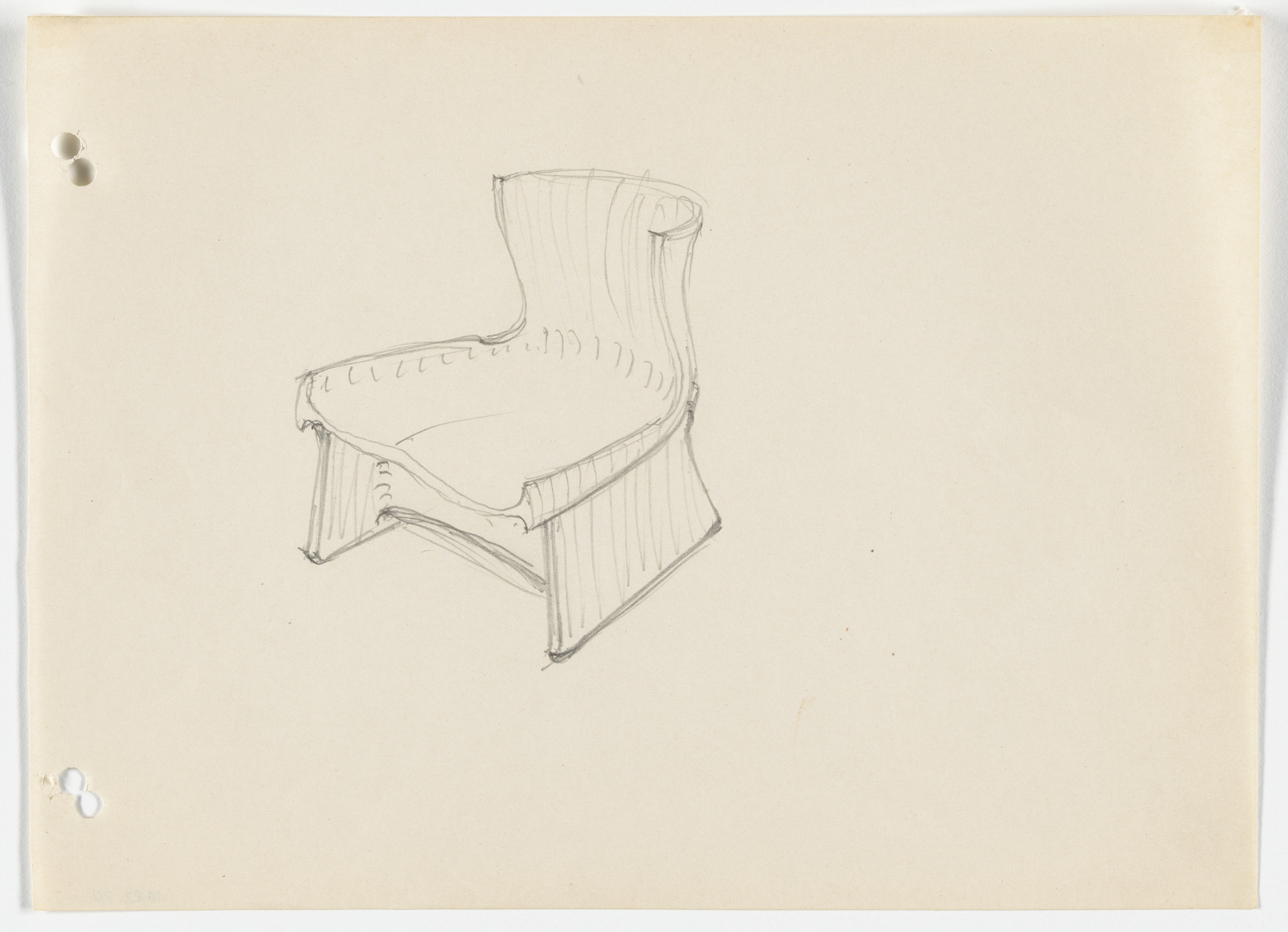 Ludwig Mies van der Rohe. Conchoidal Chair without Arms (Perspective)
