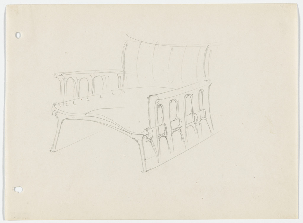 Conchoidal Chair with Arms (Perspective sketch)