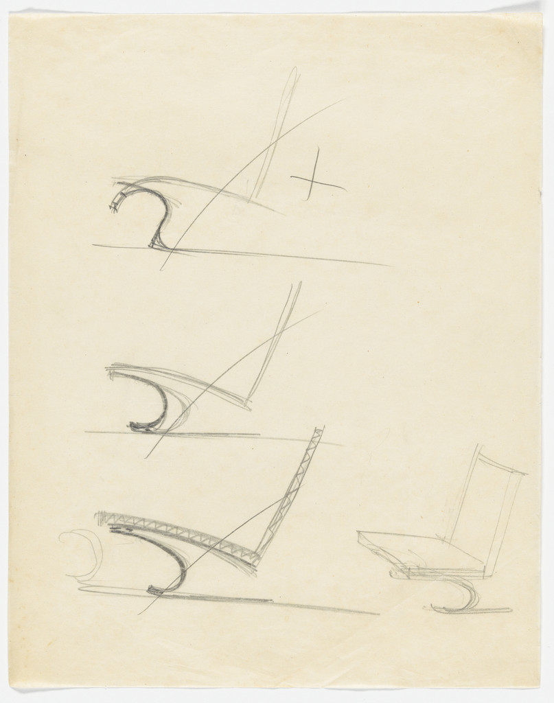 Tugendhat Chair (Elevation and perspective sketches)