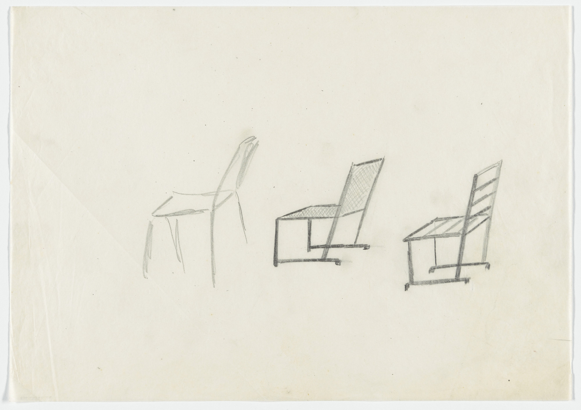 Ludwig Mies van der Rohe. Three Chairs (Perspective sketches)