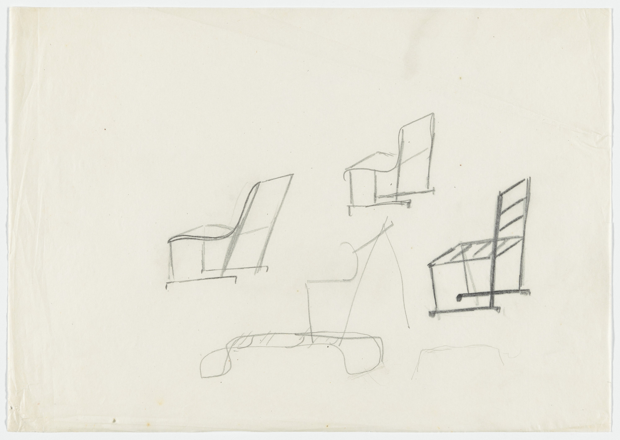Ludwig Mies van der Rohe. Four Chairs (Perspective sketch)