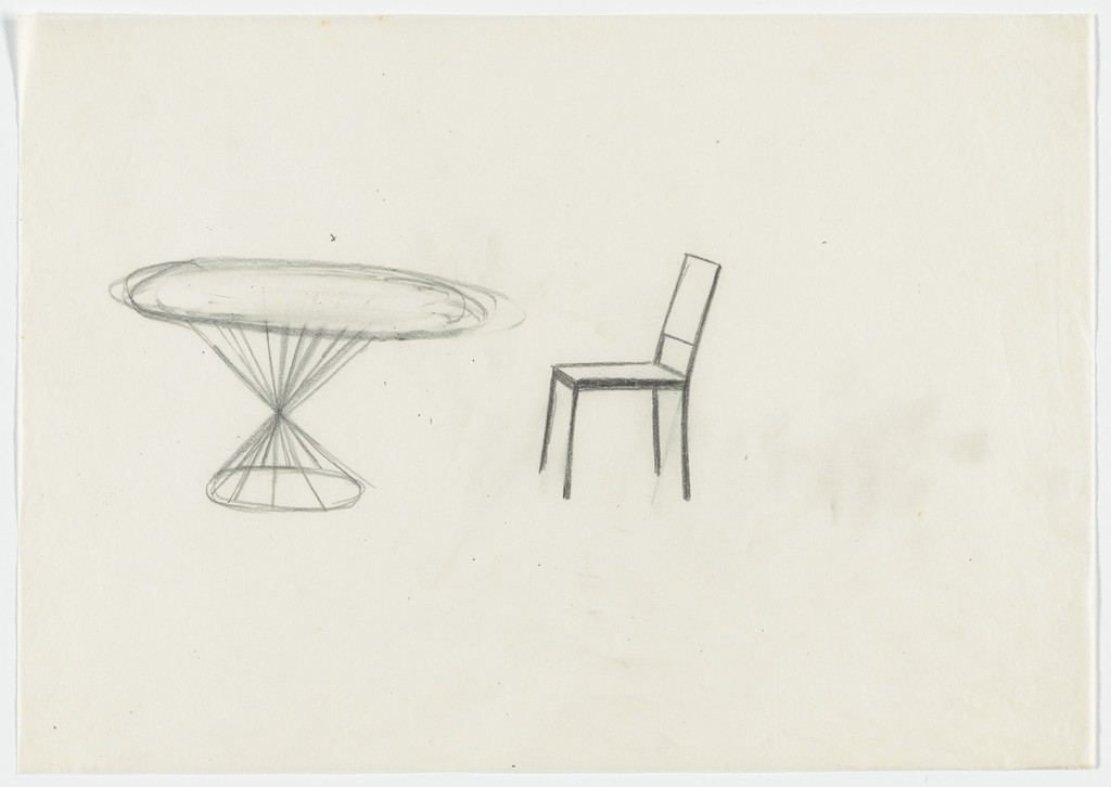 Round Table. Chair. (Perspective sketches)