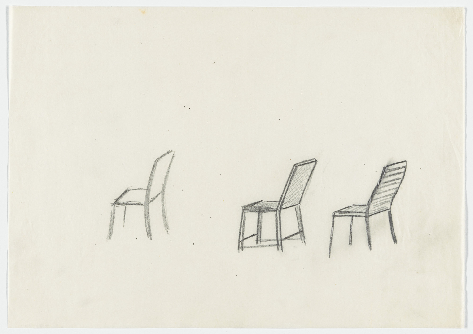 Ludwig Mies van der Rohe. Three Chairs (Perspective sketch)