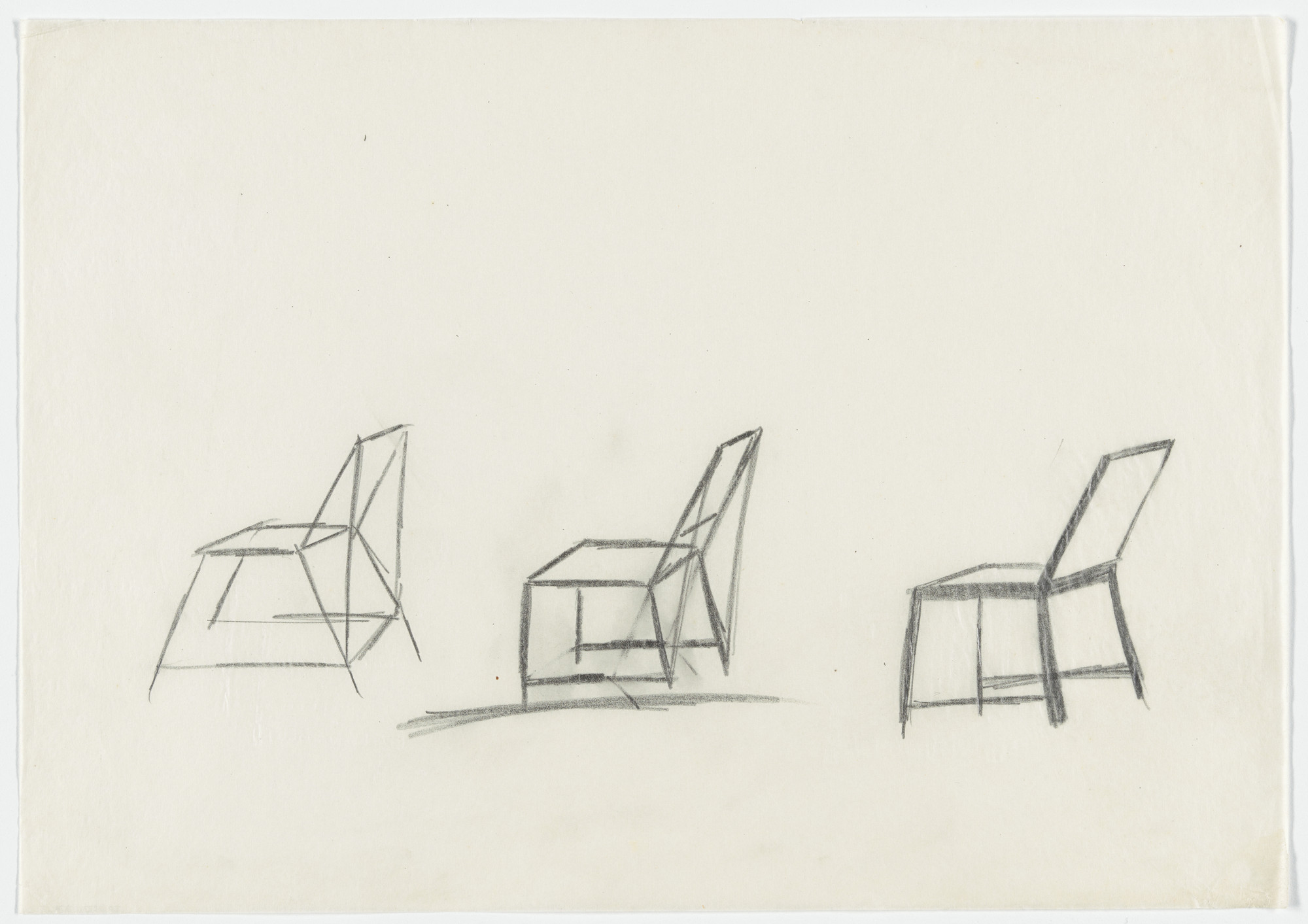 Ludwig Mies van der Rohe. Three Chairs (Perspective sketch)
