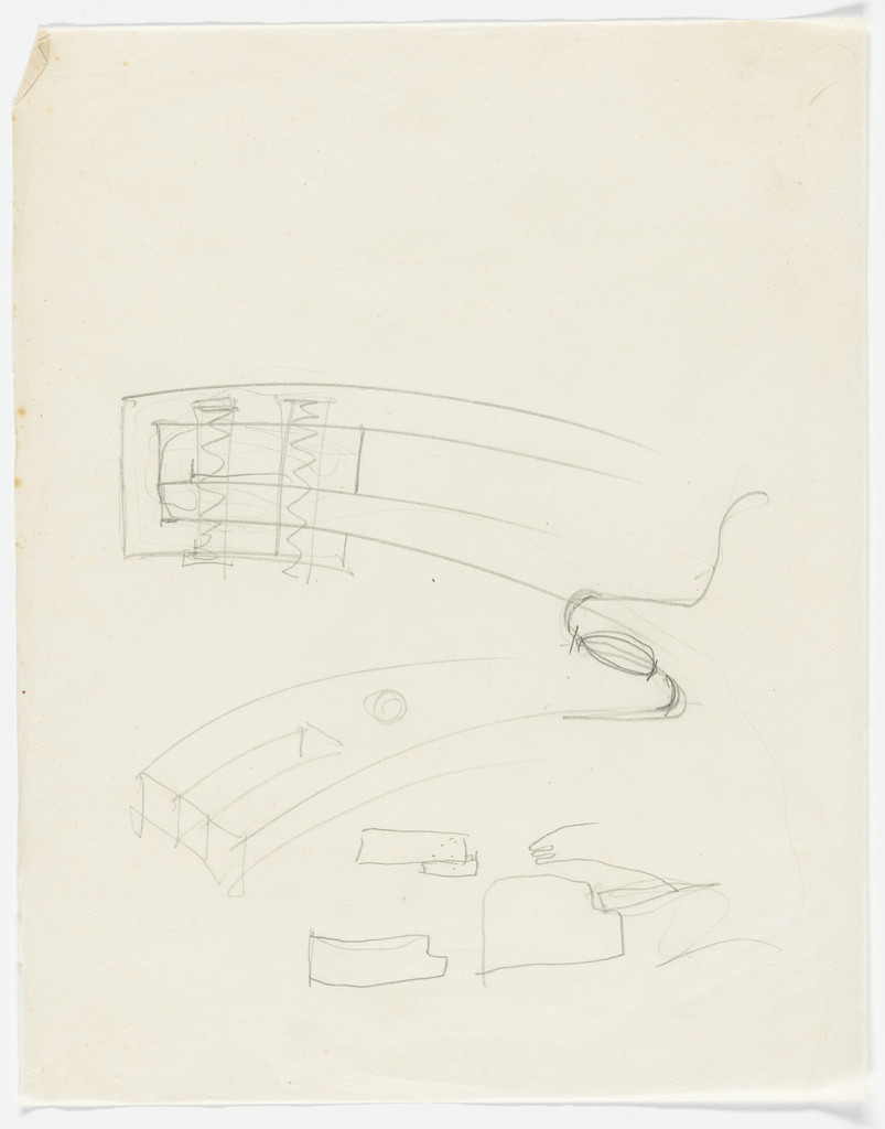 Spring Connection Detail (Perspective sketch, elevation sketches)