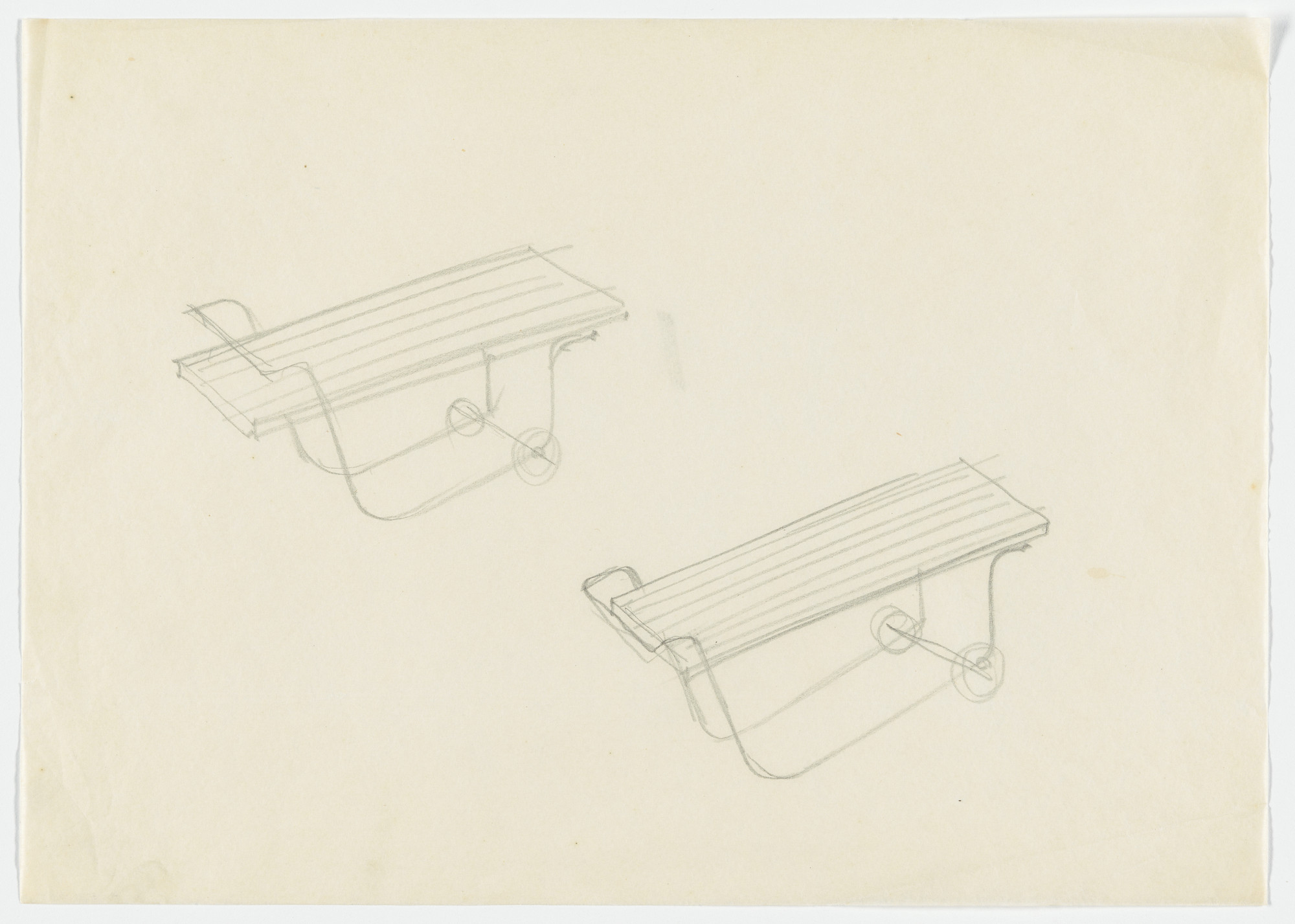 Ludwig Mies van der Rohe. Serving Cart (Perspective sketches)