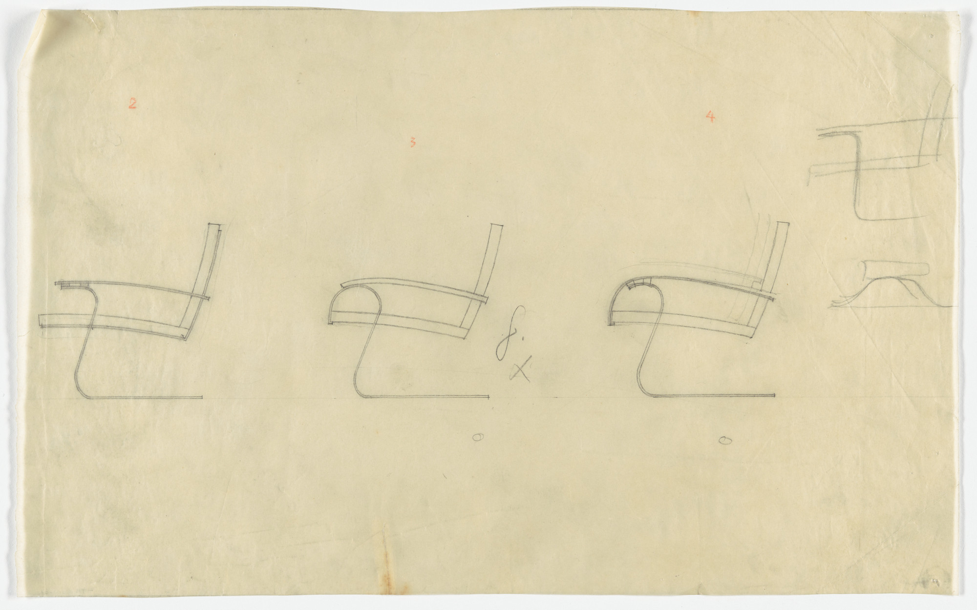 Ludwig Mies van der Rohe. Chair with Arms (Elevations)