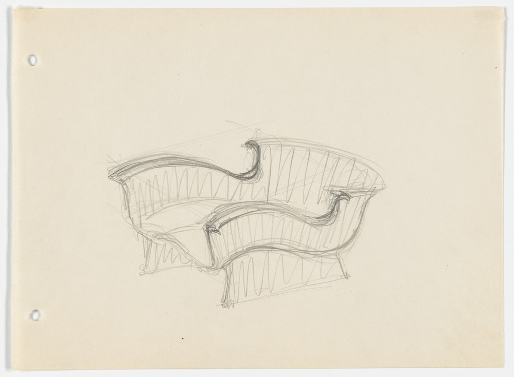 Conchoidal Chair with Arms (Perspective sketch)