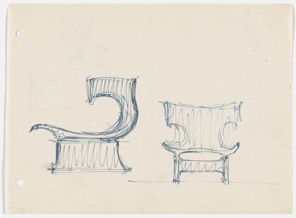 Conchoidal Chair without Arms (Elevation sketch)