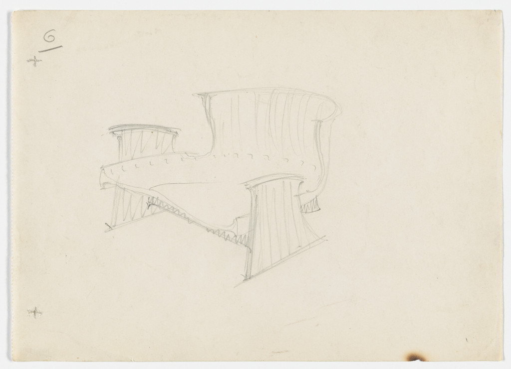 Conchoidal Chair with Arms (Perspective sketch)