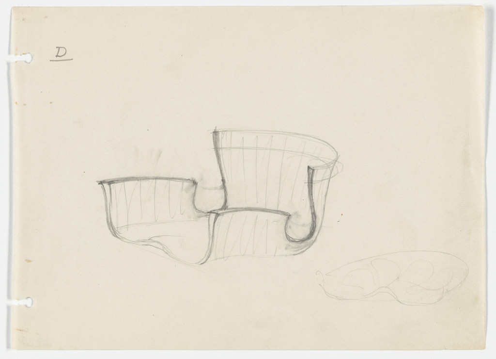 Conchoidal Chair with Arms. Seat and Seat Bottom. (Perspective sketches)