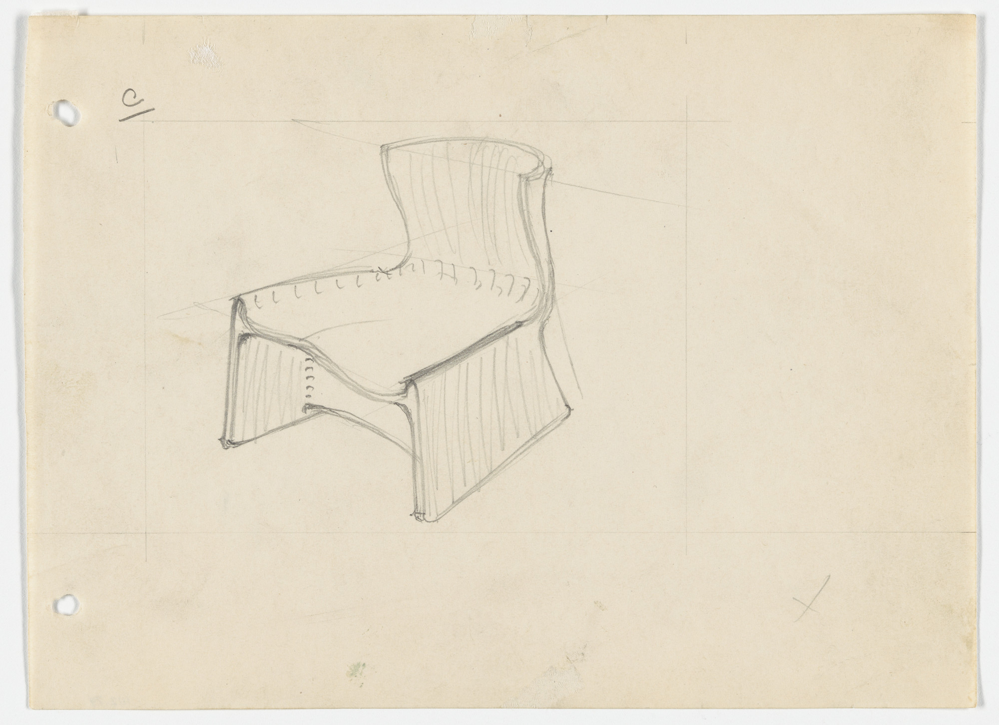 Ludwig Mies van der Rohe. Conchoidal Chair without Arms (Perspective)