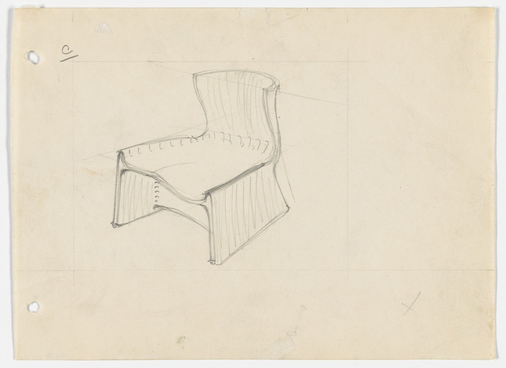 Conchoidal Chair without Arms (Perspective)