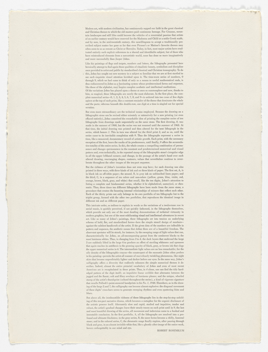 Jasper Johns. 0-9. 1960–63, published 1963