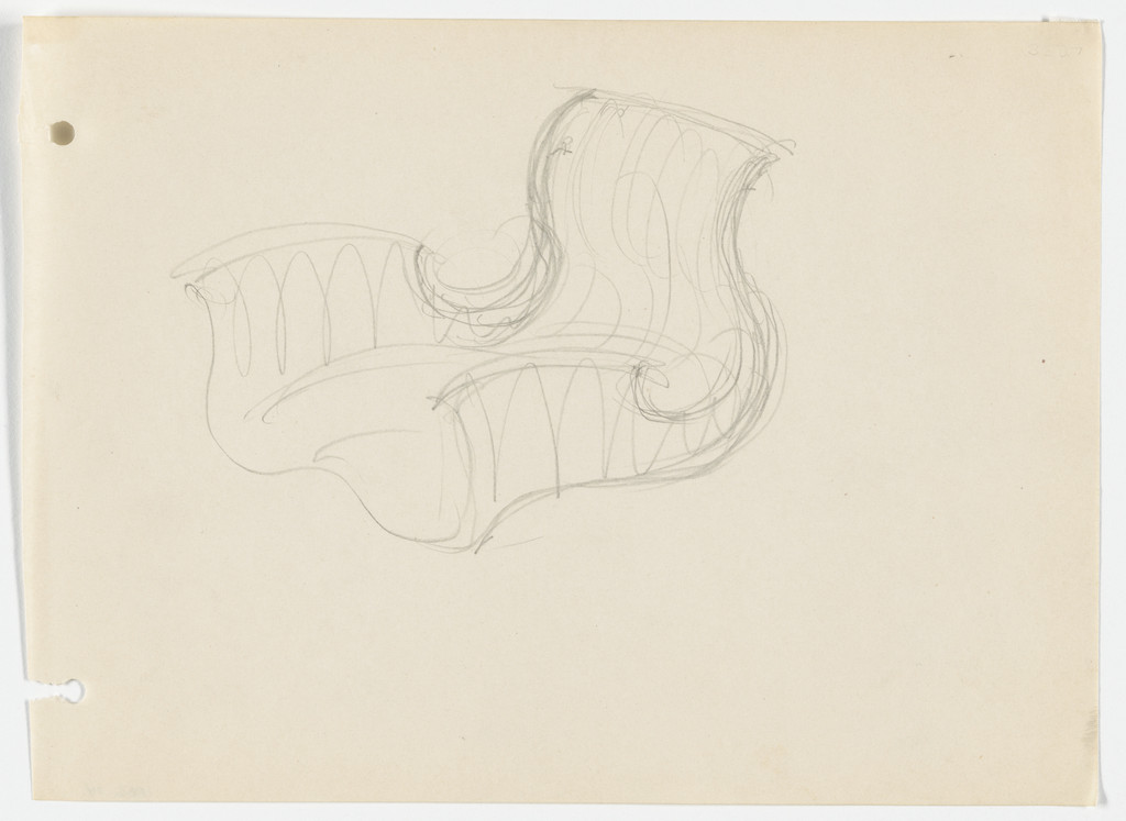 Conchoidal Chair with Arms (Perspective sketch)
