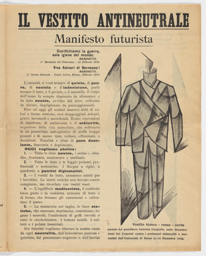 Il Vestito Antineutrale.  Manifesto Futurista