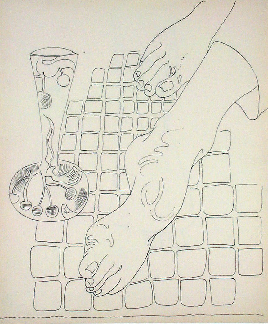 Andy Warhol. Untitled (Feet). c. 1958