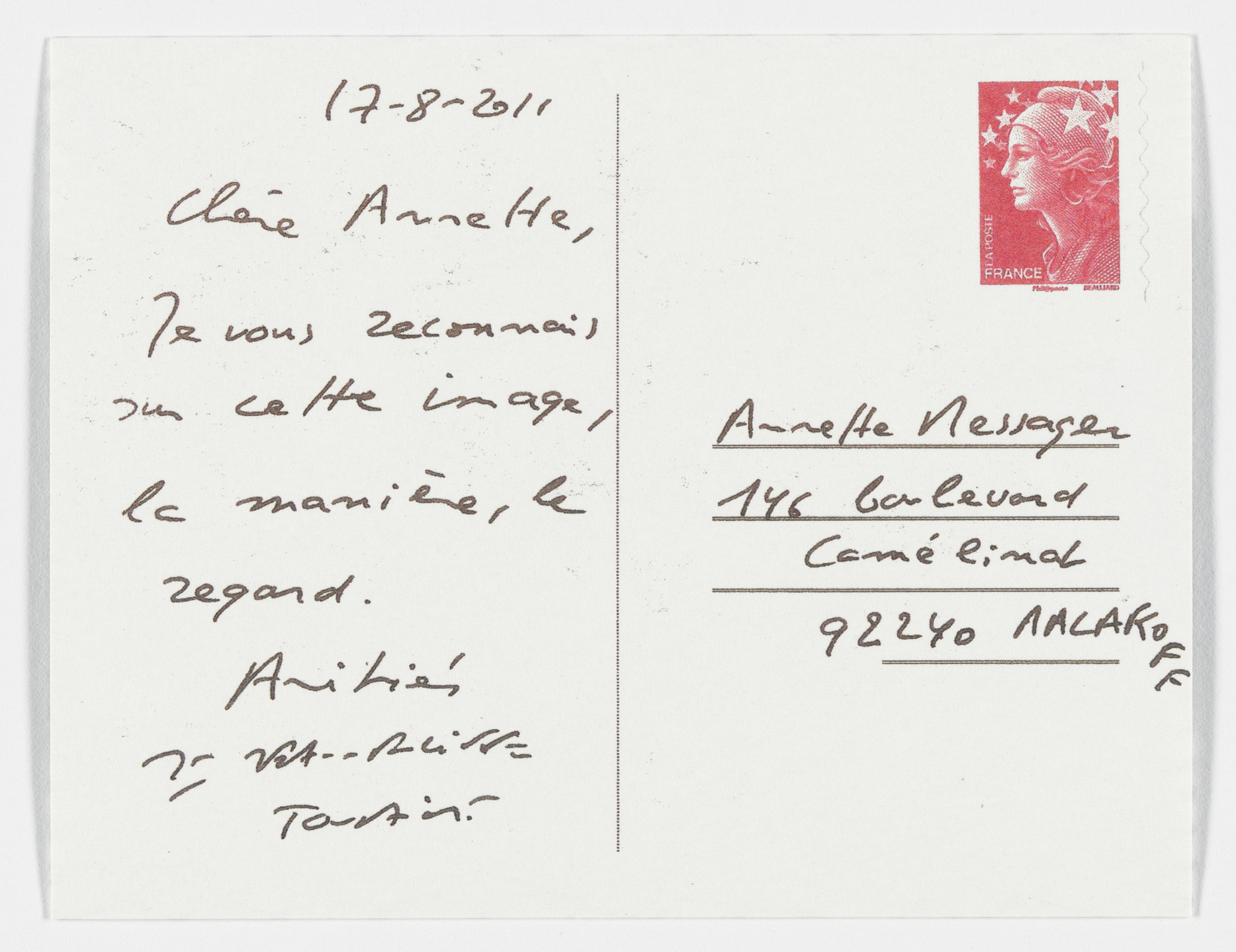 Annette Messager, Jean-Philippe Toussaint. Enveloppe-moi. 2013
