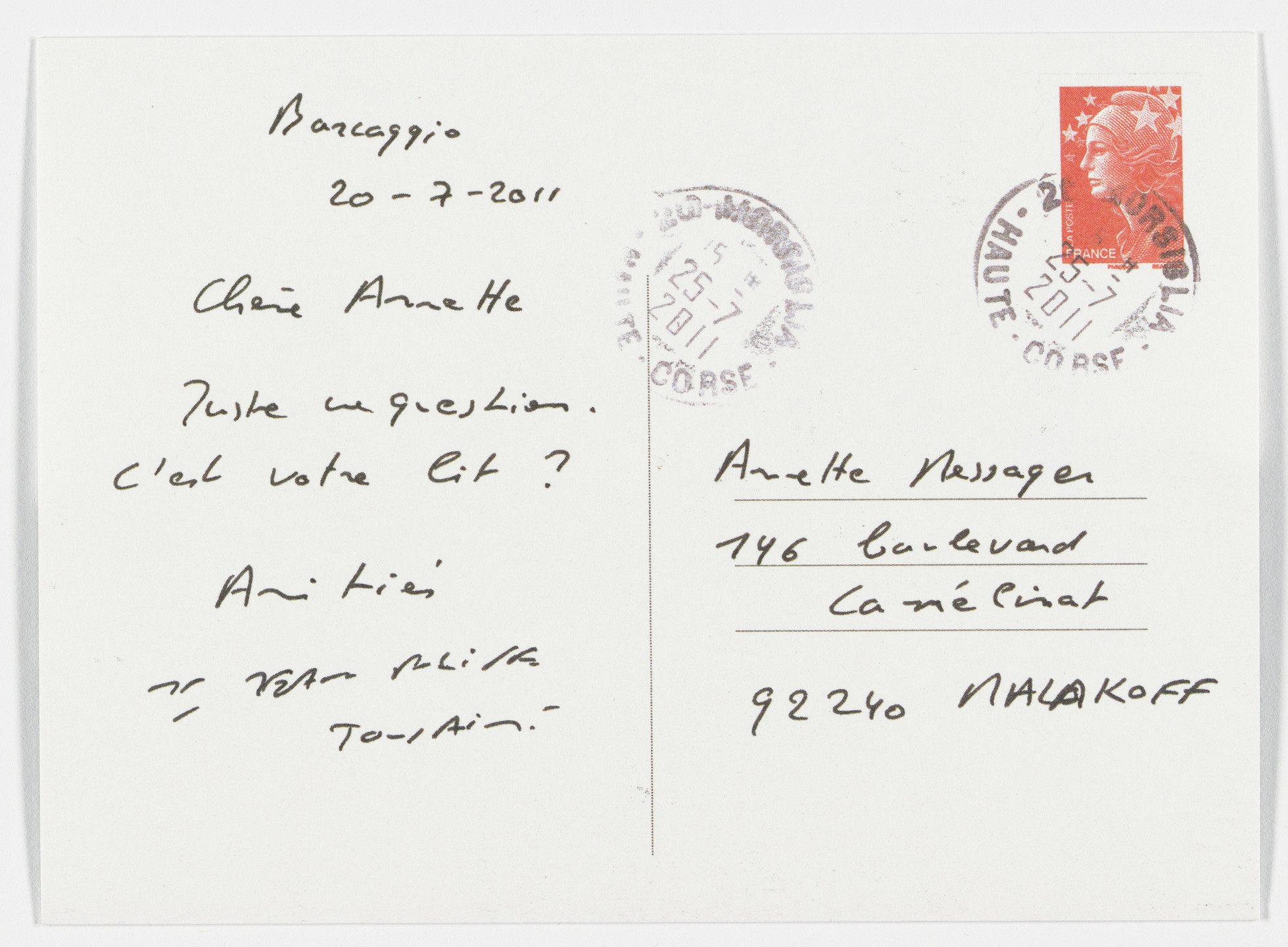 Annette Messager, Jean-Philippe Toussaint. Enveloppe-moi. 2013