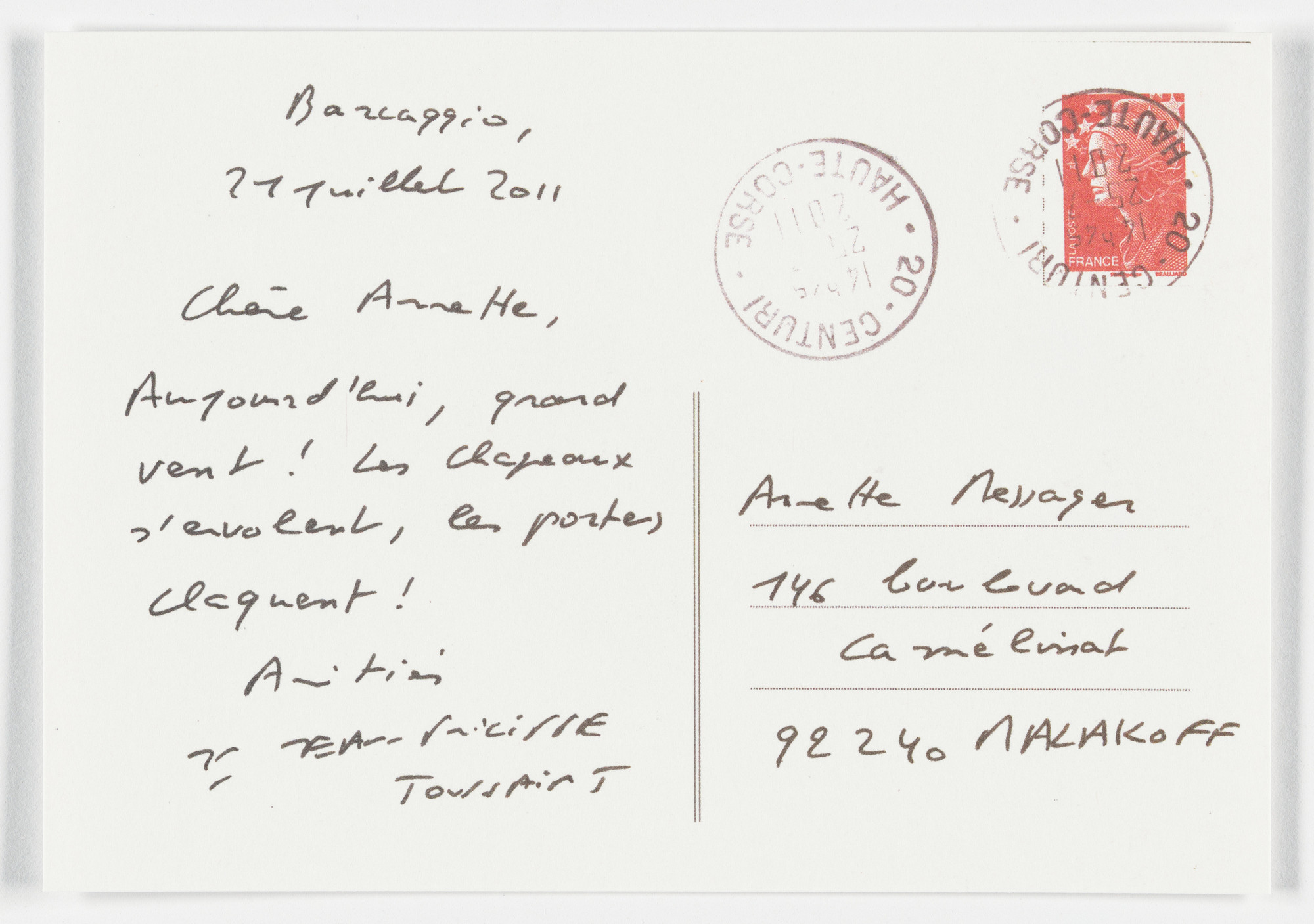 Annette Messager, Jean-Philippe Toussaint. Enveloppe-moi. 2013
