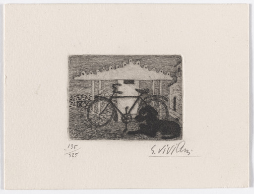 House, Bicycle, and Dog (Casa, bicicletta e cane) from Six Etchings by Giuseppe Viviani (Sei Incisioni di Giuseppe Viviani)