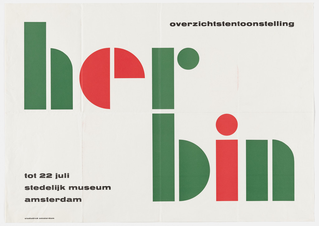 Poster for an exhibition of work by Auguste Herbin at the Stedelijk Museum, Amsterdam