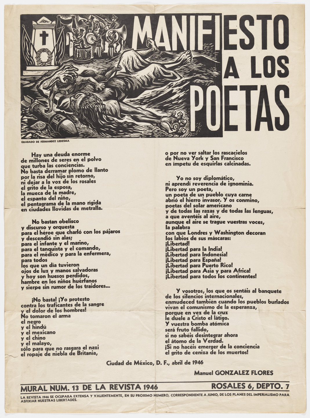 Gabriel Fernández Ledesma. Manifesto a los poetas. 1946