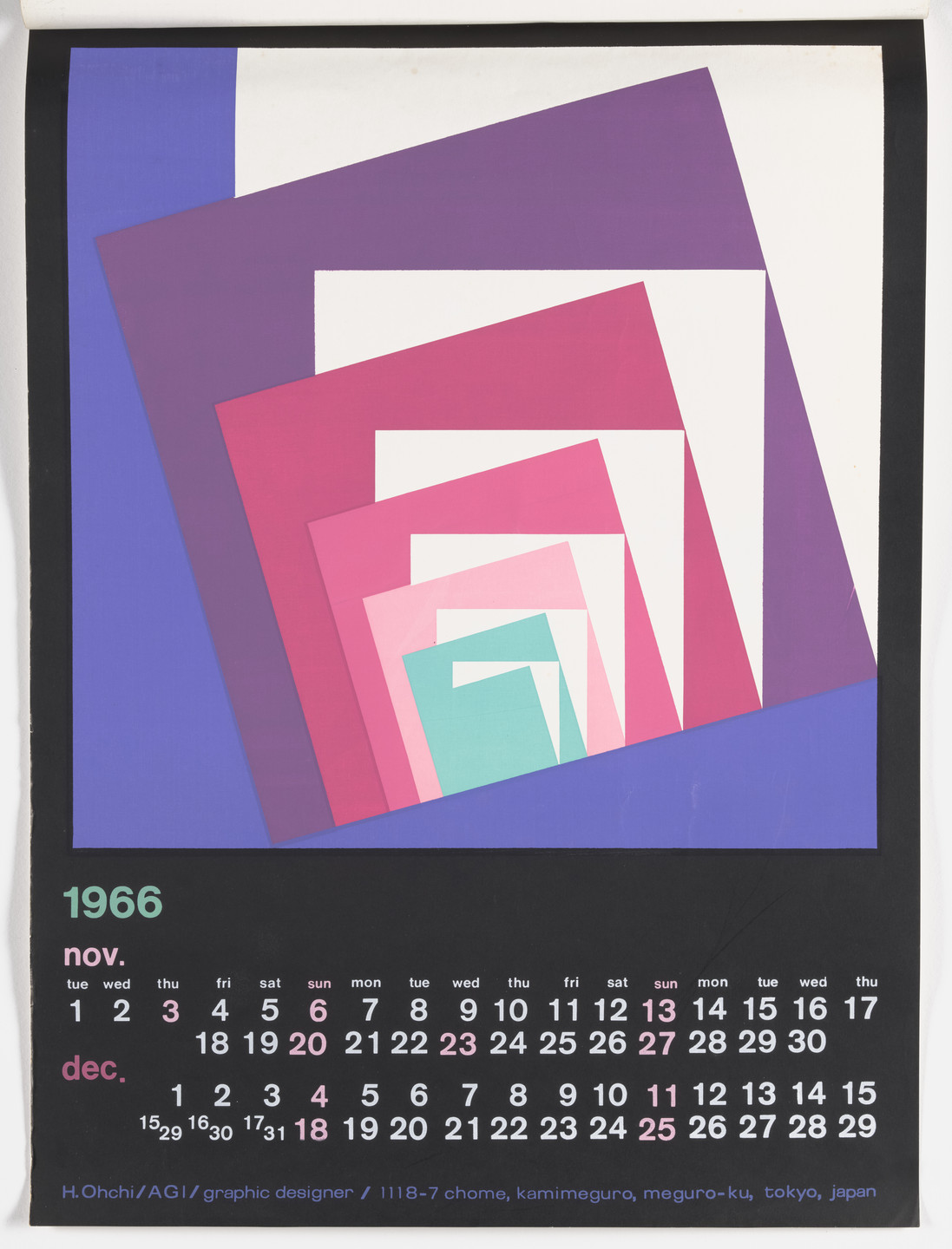 Hiroshi Ohchi. Enjoyable Colors wall calendar. 1966 | MoMA