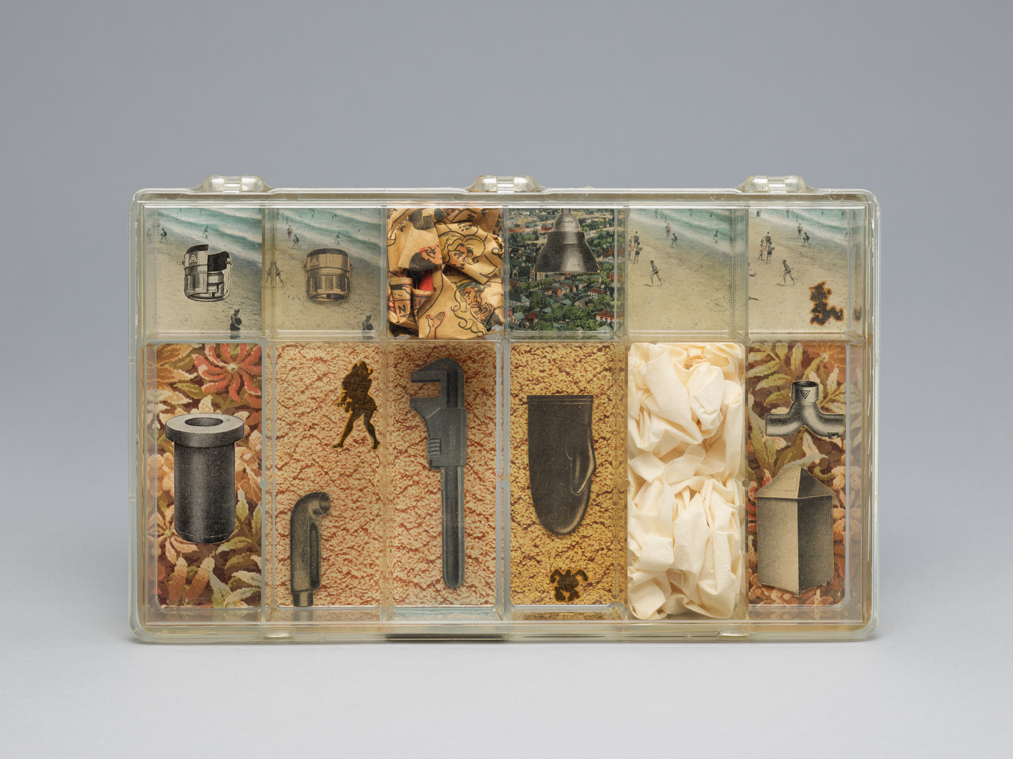 Ray Yoshida. Untitled (Acrylic storage box and collage)