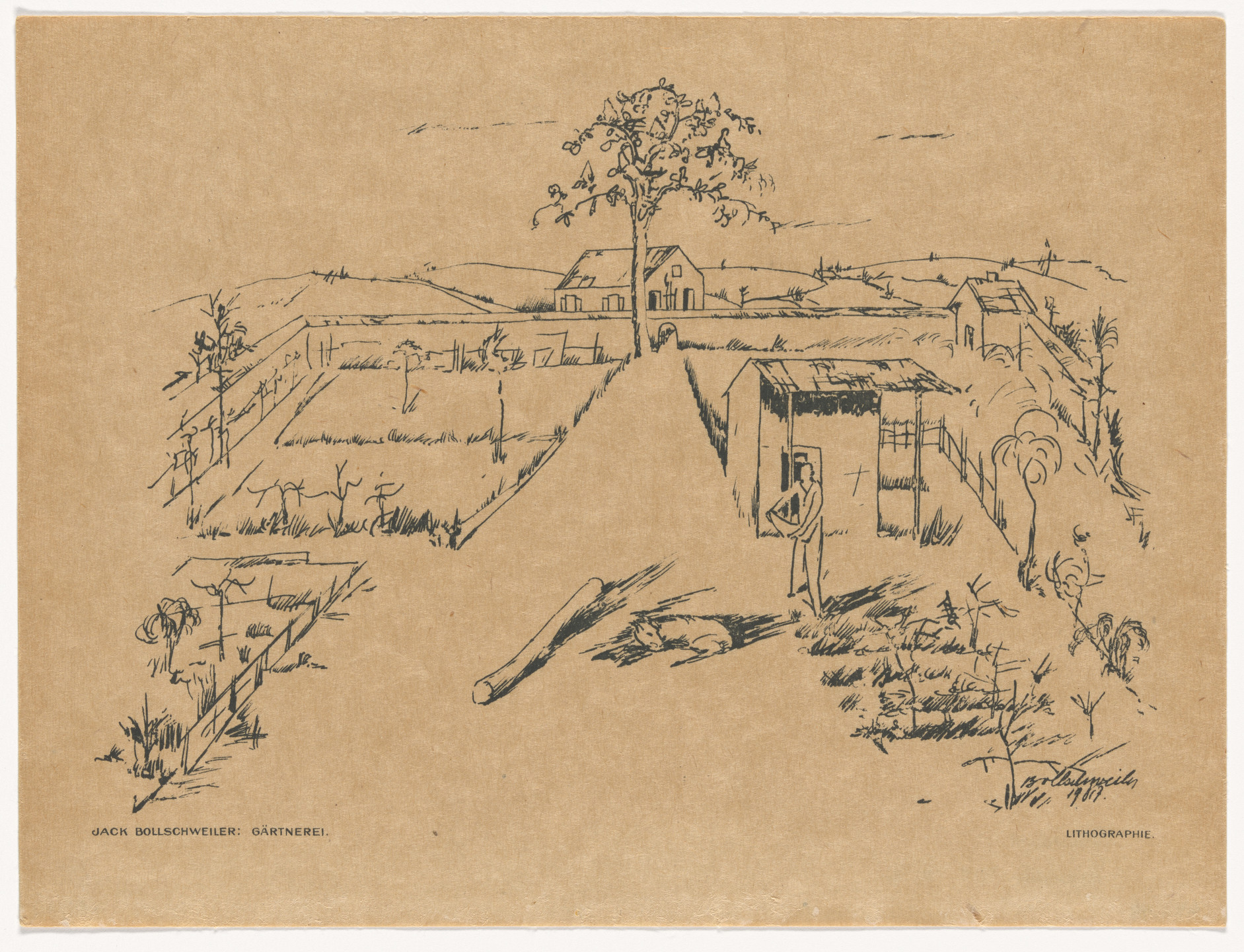 Jakob (Jack) Friedrich Bollschweiler. Nursery (Gärtnerei) (plate, preceding p. 353) from the periodical Das Kunstblatt, vol. 1, no. 12 (Dec 1917). 1917