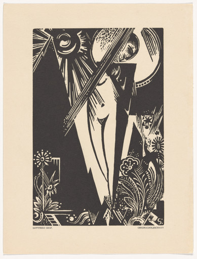 Untitled (Girl with Paradise Bird) (plate, preceding p. 233) from the periodical Das Kunstblatt, vol. 2, no. 8 (Aug 1918)

