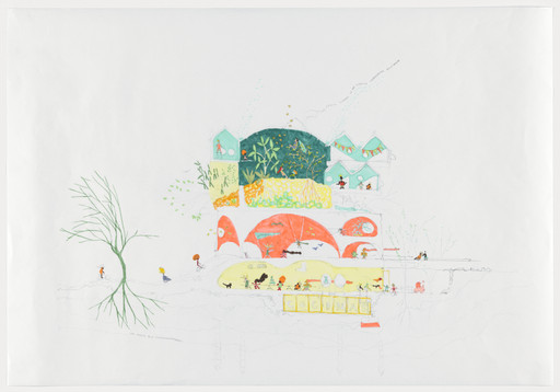 Andrés Jaque. Reggio School, Madrid, Spain. Vertical Section as Transpecies Alliance.. 2024