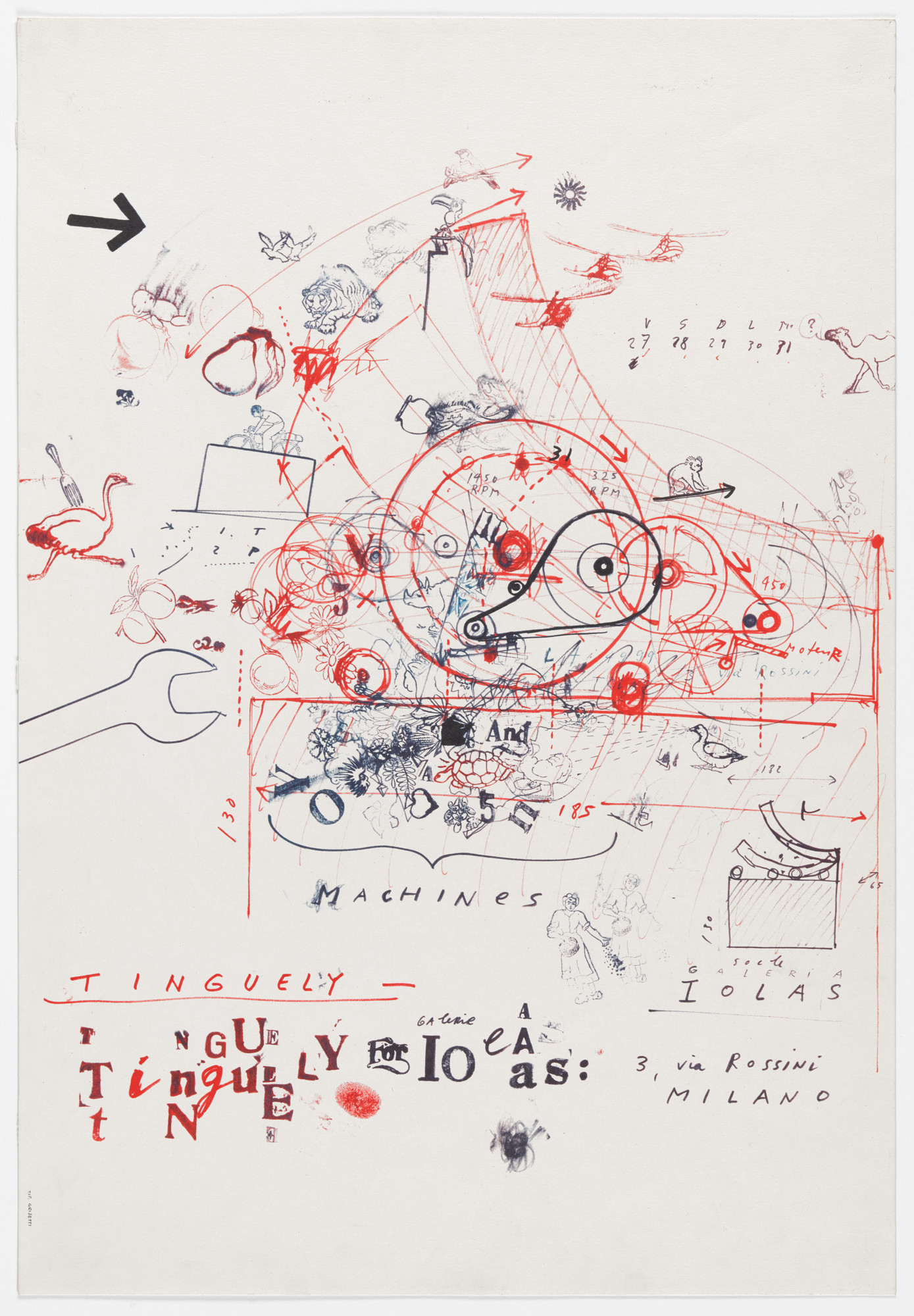 Jean Tinguely. Poster for an exhibition at Galerie Iolas, Milano