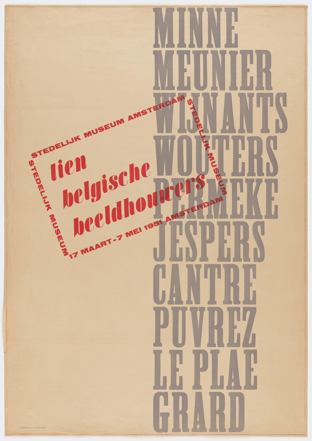Willem Jacob Henri Berend Sandberg. tien belgische beeldhouwers. 1951